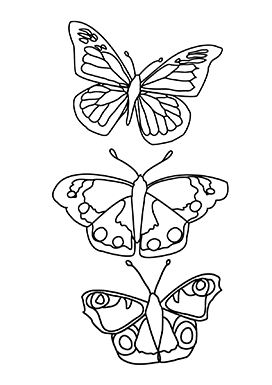 three butterflies printable coloring page