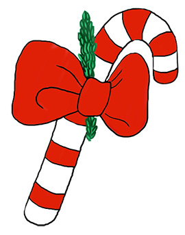 christmas candy stick with bow