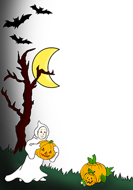Halloween border bats moon ghost