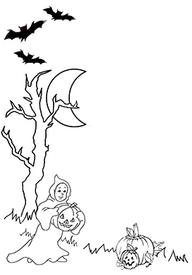 Halloween card border ghost pumpkin