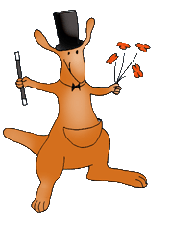 kangaroo cartoon magician