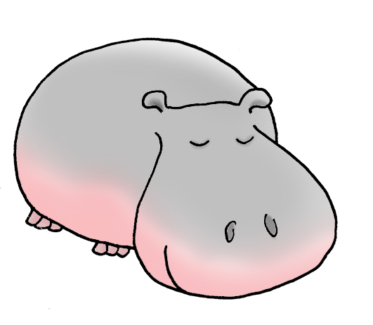 sleeping hippo simple drawing color