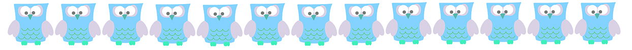 cartoon owl border blue