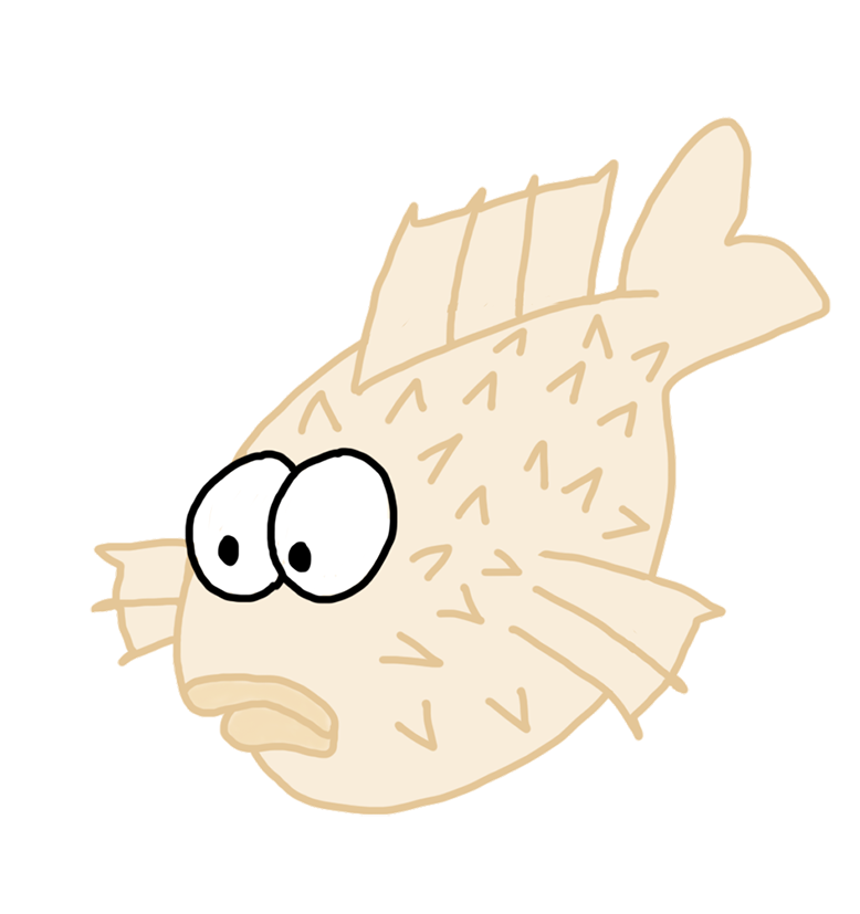 funny cartoon puffer fish drawing