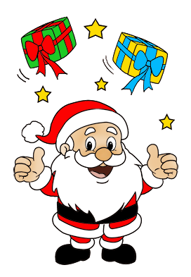 cartoon Santa and presents