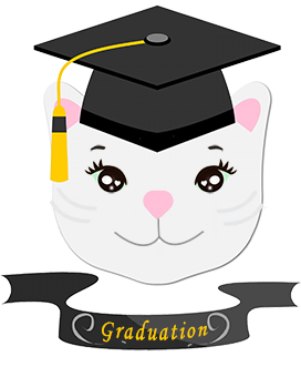 funny graduation clipart cat with cap and banner