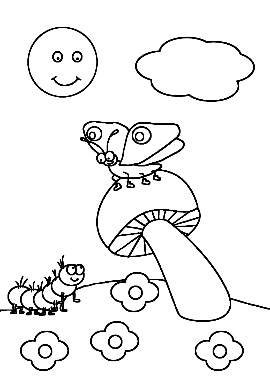caterpillar and butterfly drawing