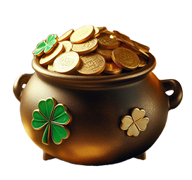 cauldron with gold and shamrock