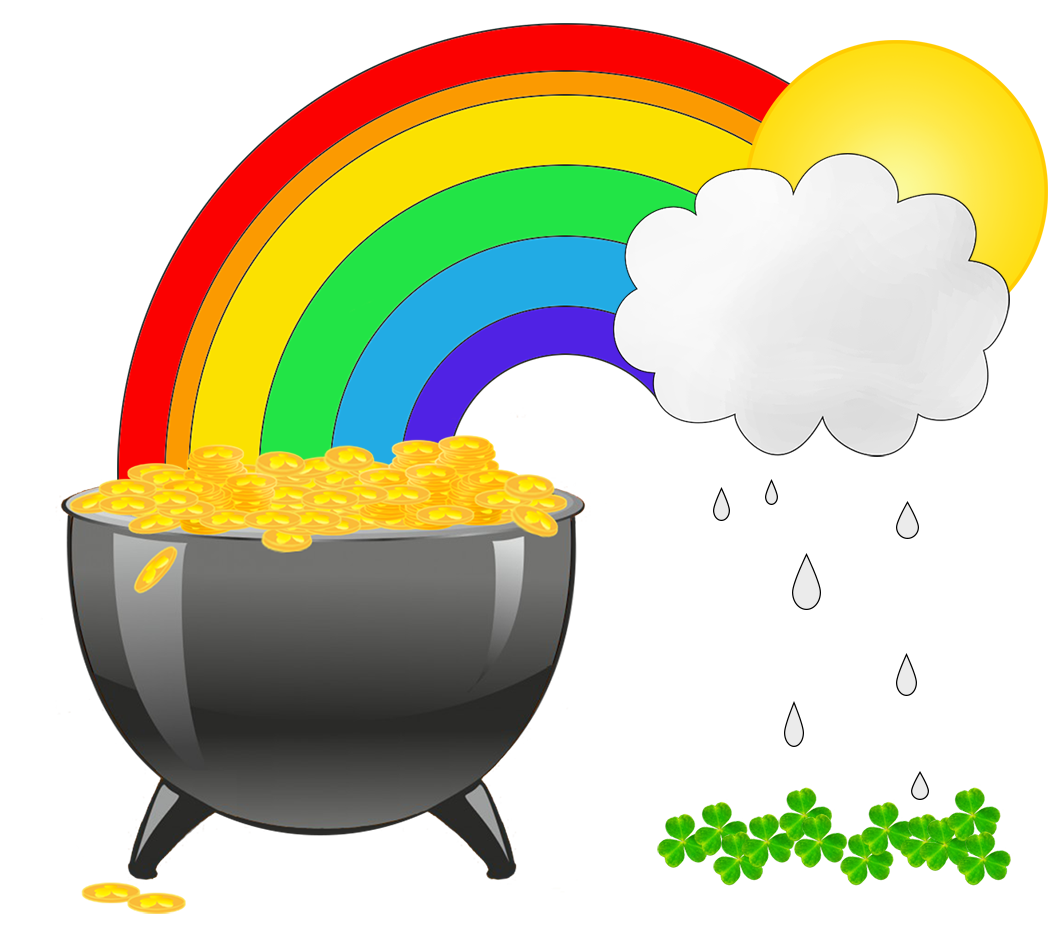 st. Patrick's day clipart cauldron rainbow