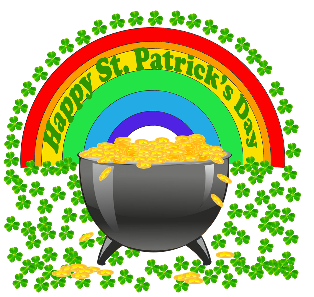 happy St. Patrick's day greeting cauldrong shamrock