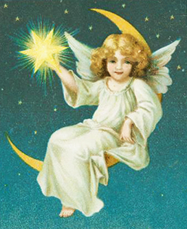 Christmas angel with star and moon