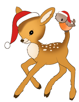 Christmas bambi and bird