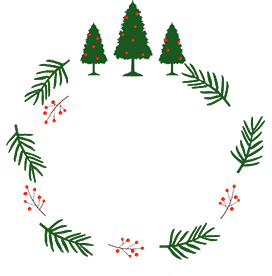 Christmas border round fir trees