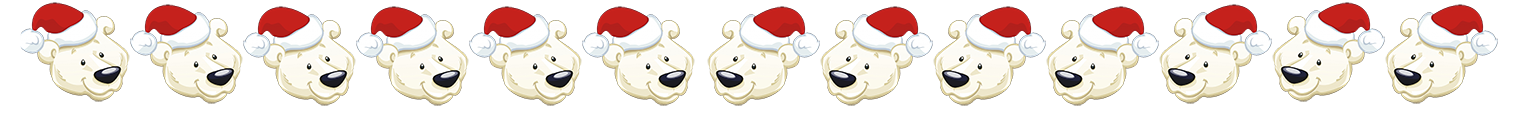 Polar bear border with Christmas hats