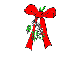 Mistletoe with red bow