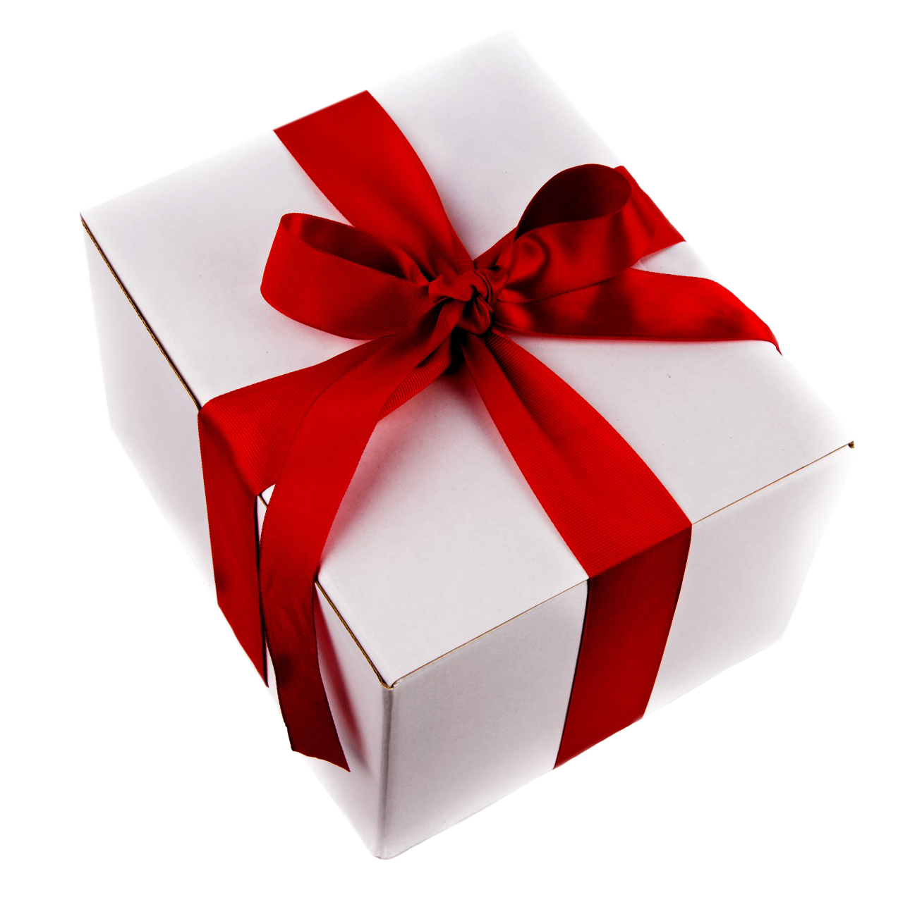 Birthday gift white red ribbon and bow