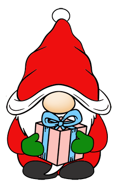 Christmas gnome clipart with present