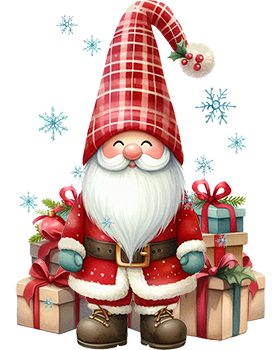 Clipart Christmas gnome with presents