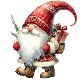 christmas gnome clipart with present