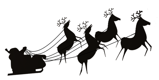 christmas silhouette santa sleigh reindeer