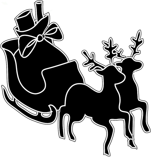 Christmas sleigh and reindeer silhouette