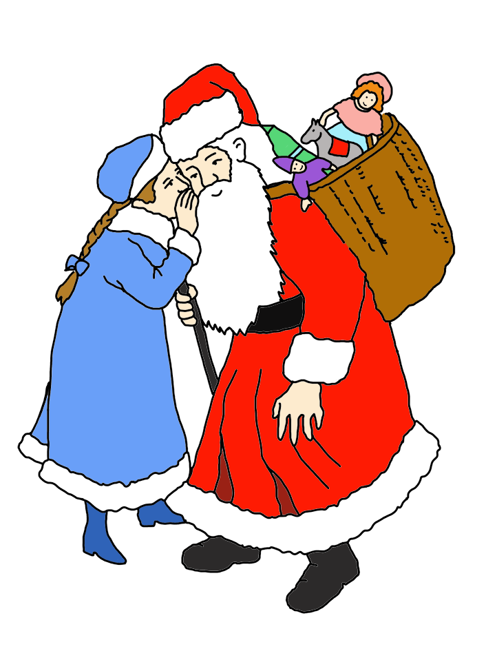 girl whispering her wishes to santa clip art