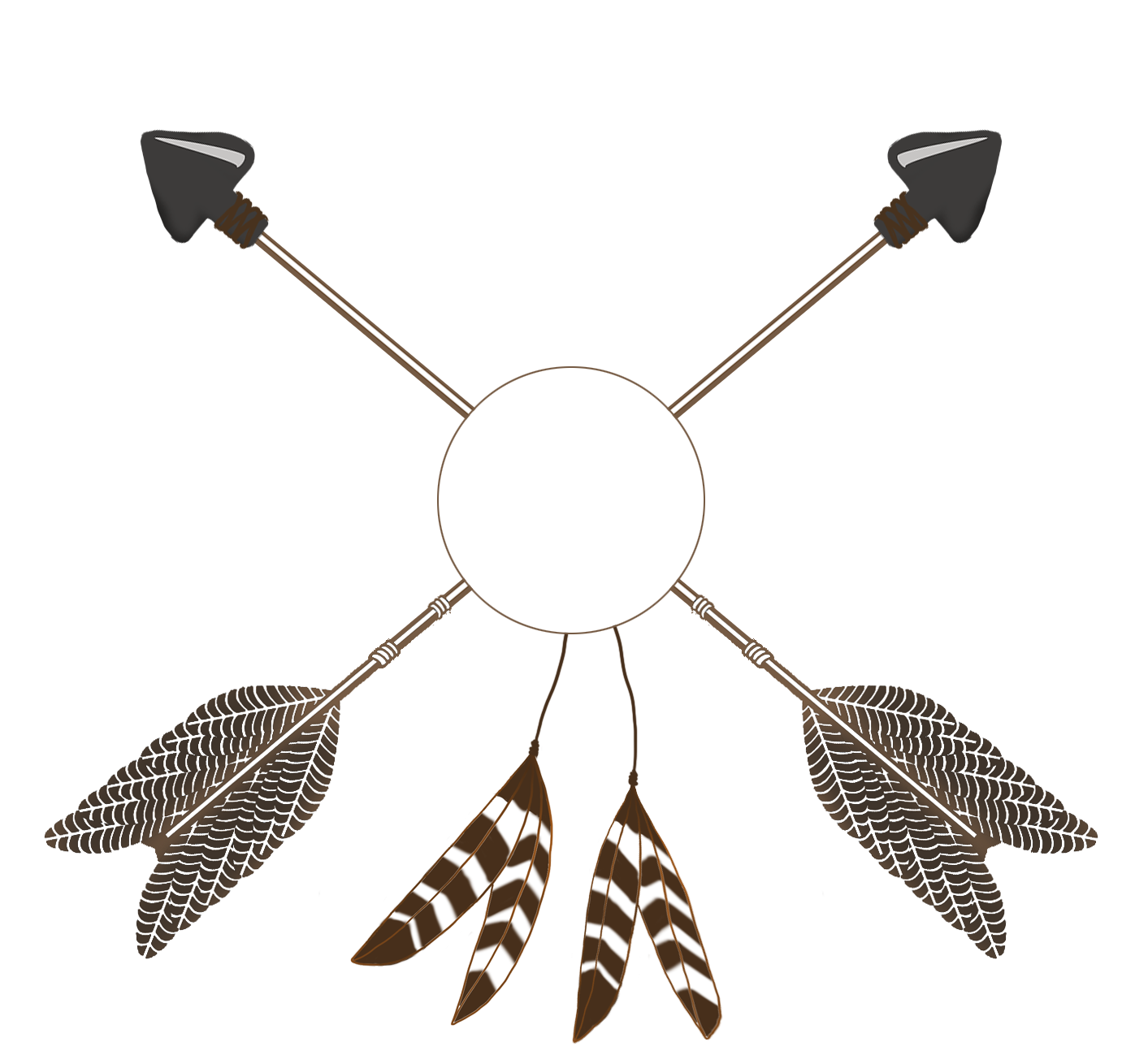 crossed tribal arrows with feathers