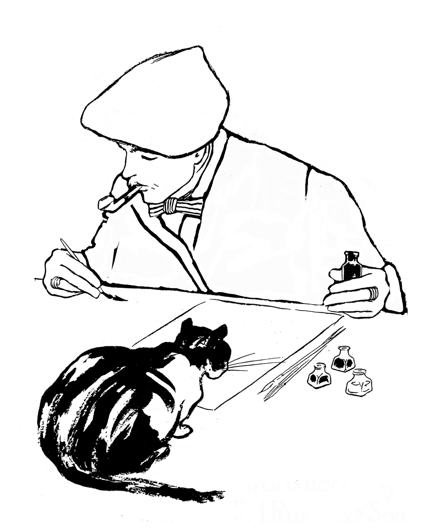 easy coloring page of an artist 1897
