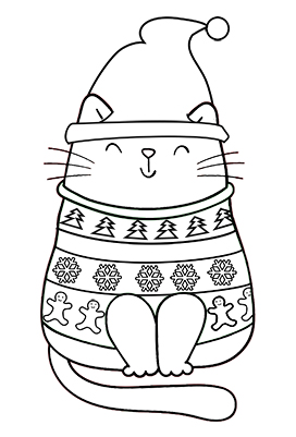 Christmas cat coloring