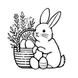 Easter bunny coloring page egg basket