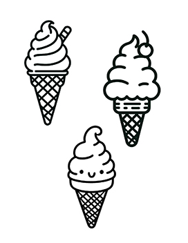 summer coloring page with ice cream cones