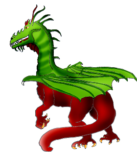 cool dragon caped red and green