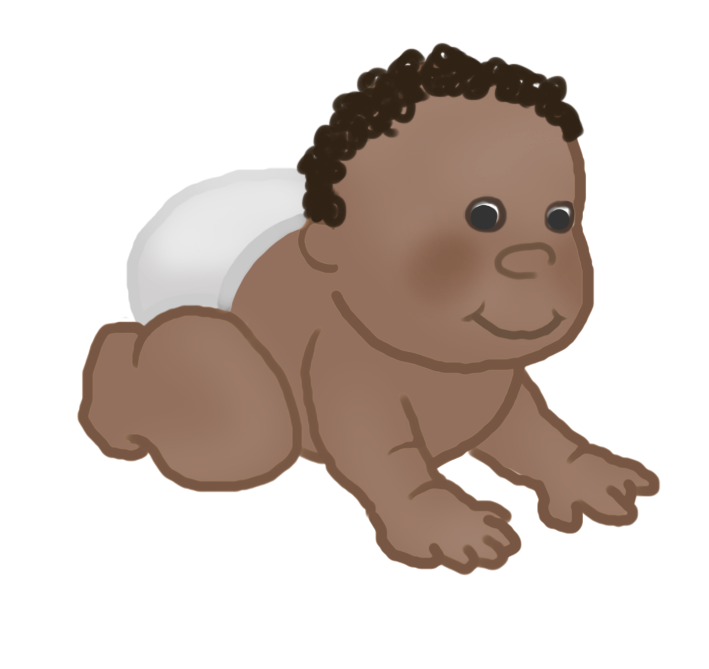 crawling baby clipart with curls