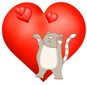 cute cat catching love hearts