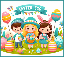 Cute funny clipart Easter egg hunt for kids
