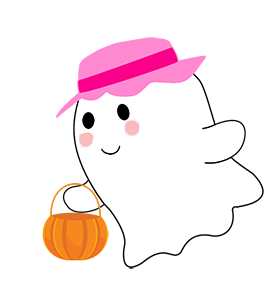 girly ghost with pumpkin basket