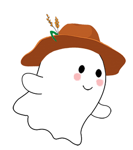 cute ghost with scarecrow hat
