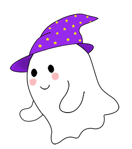 cute ghost with witch hat