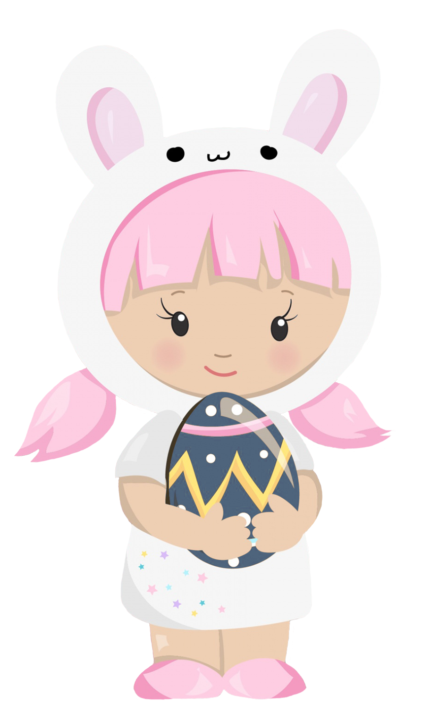 cute Easter clipart girl dressed as bunny