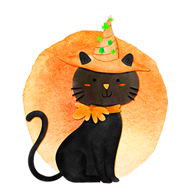cute halloween cat orange hat