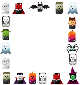 Cute Halloween border with icons