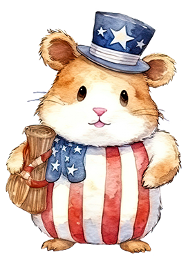 cute independence day USA hamster