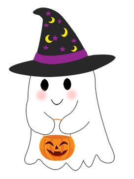 cute little ghost with warlock hat