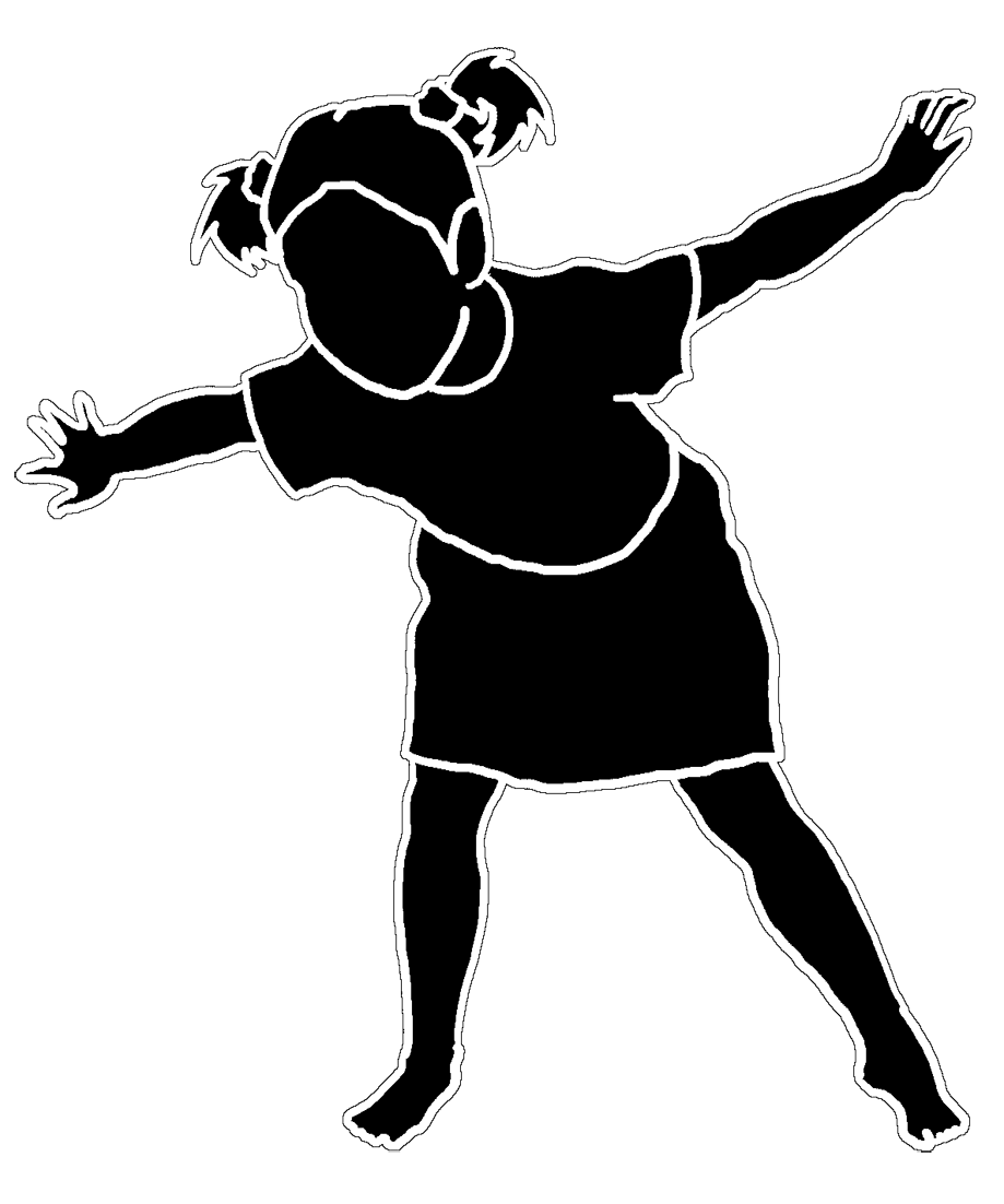 silhouette of dancing little girl