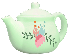 decorated green teapot