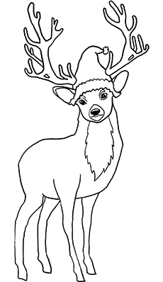 Christmas deer coloring page
