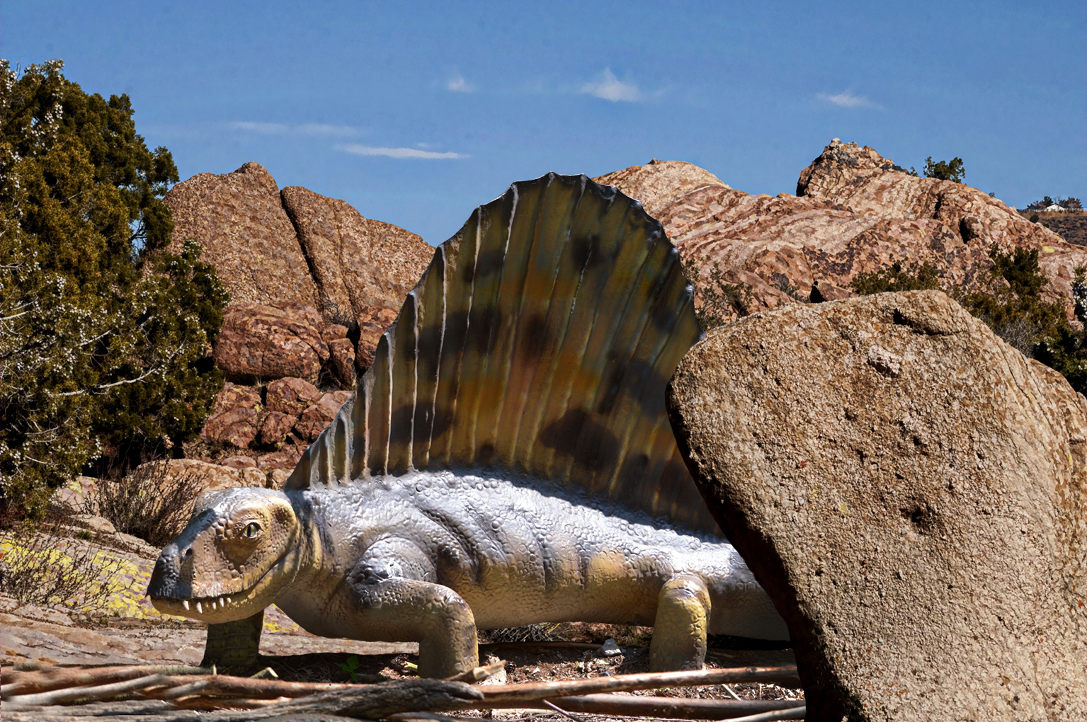 dinosaur in rocky landscape
