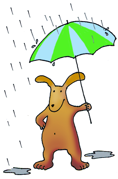 dog with umbrella