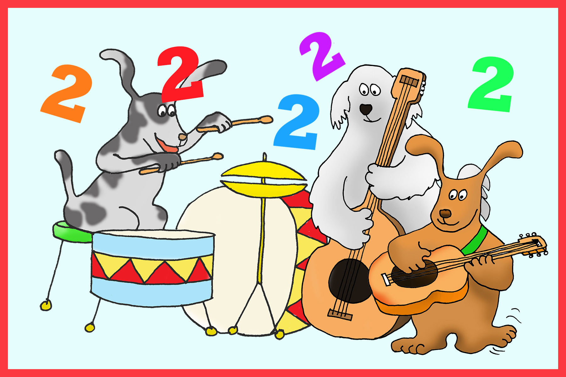 dog musicians playing birthday card