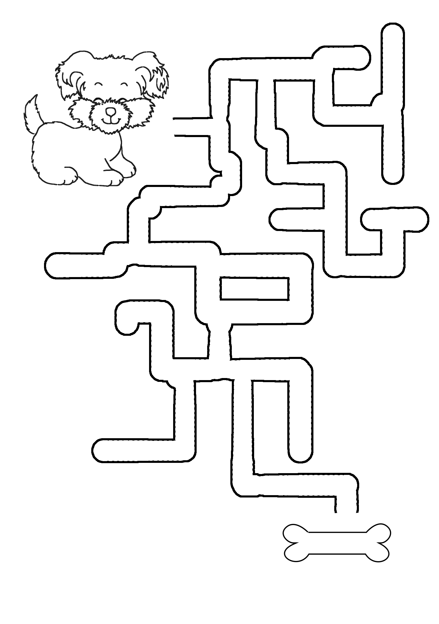 Printable Mazes - Print your Maze Dog Find Bone puzzle